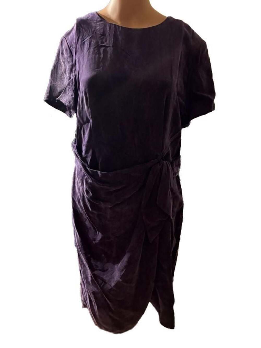 K.C. Spencer New York Vintage Purple Cupro Rayon Draped Tie-Waist Dress